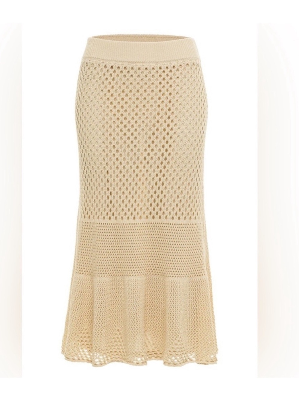 Anna Cate Beige Crochet Midi Skirt